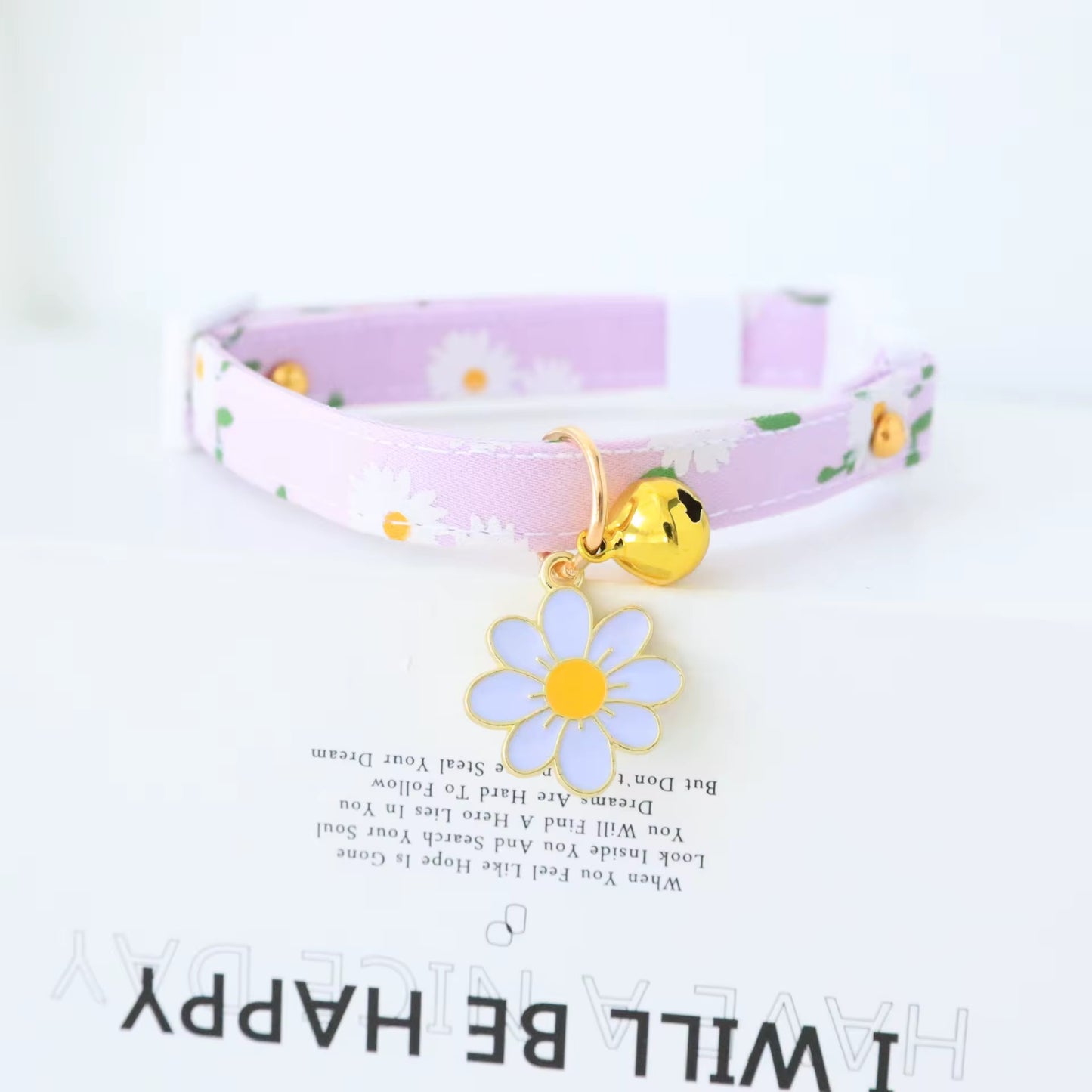 Floral Adjustable Break-Away Cat Collar with Pendant & Bell