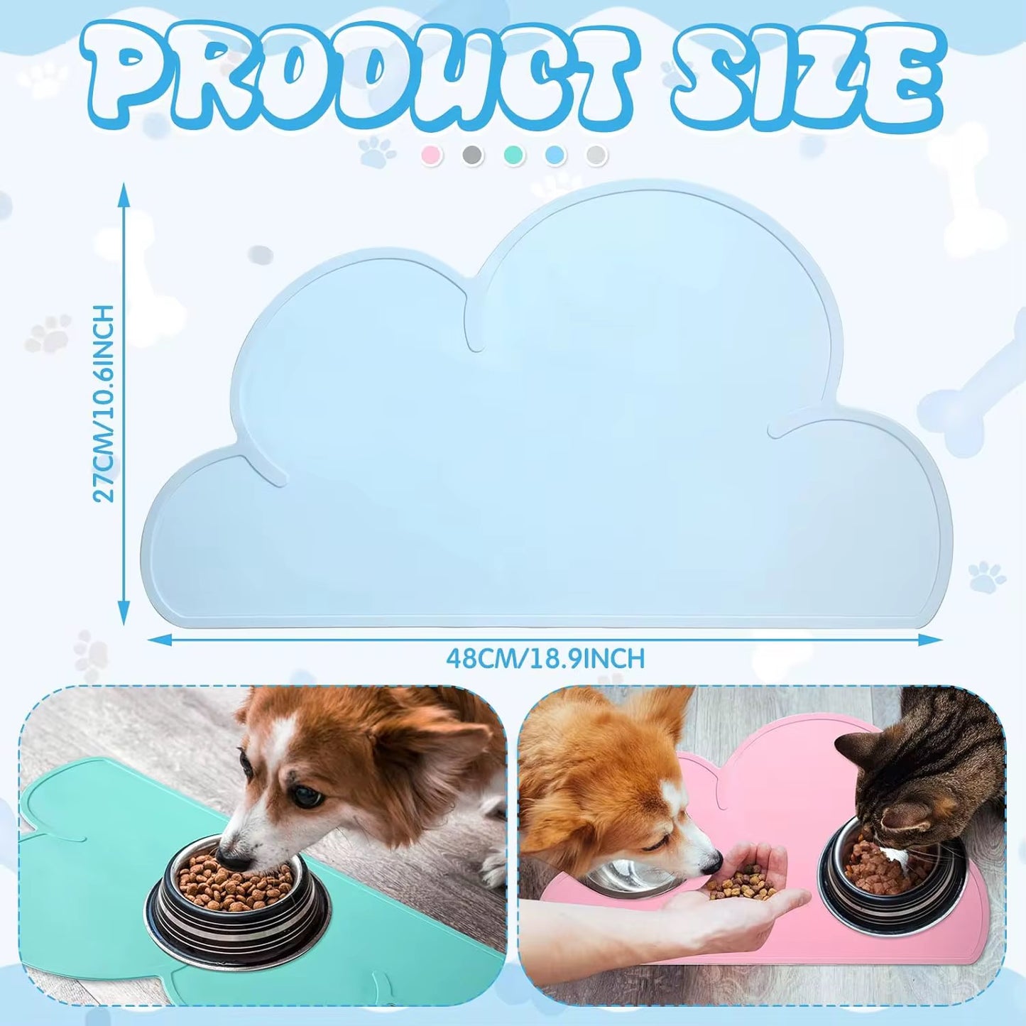 Cloud-Shaped Silicone Pet Food Mat – Anti-Slip & Waterproof
