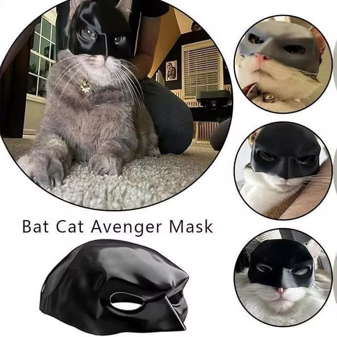 Cat Bat Man Mask – Halloween Superhero Half-Face Pet Costume