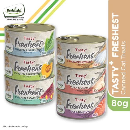 Dentalight Tuna & Salmon Cat Treat Cans – Tasty + Freshest Complementary Cat Snacks (80g)