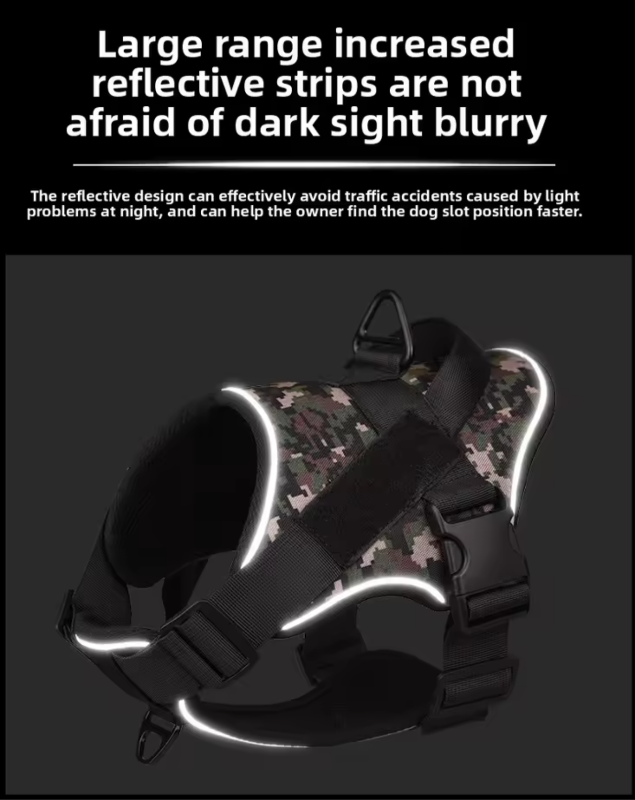 Adjustable Reflective Tactical Dog Harness – No-Pull & High Visibility Safety
