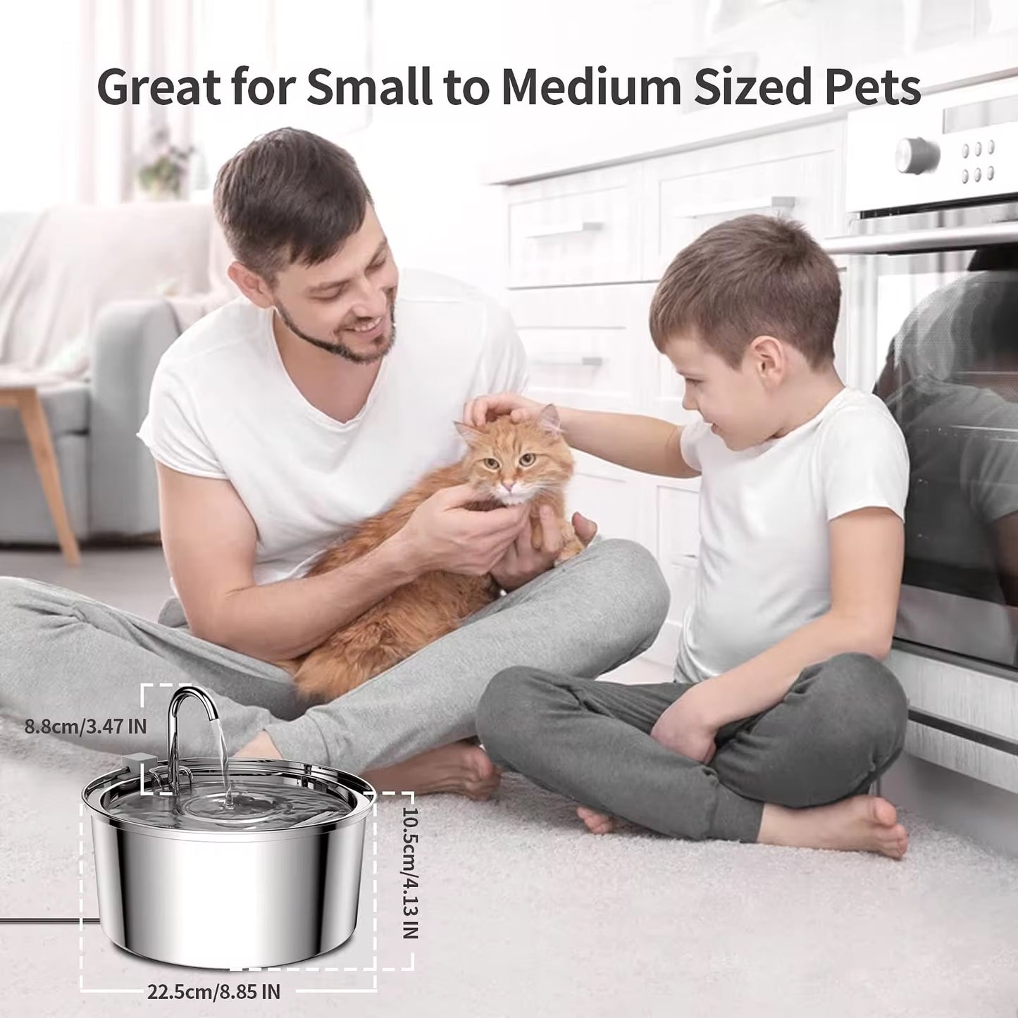 3.2 L Stainless Steel Pet Water Fountain – Quiet, Hygienic & Auto-Filtering