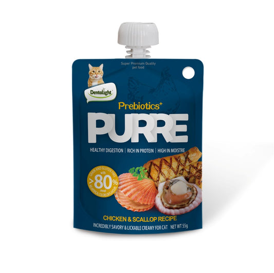Dentalight Purre Prebiotics Creamy  Cat Treats – Chicken & Scallop