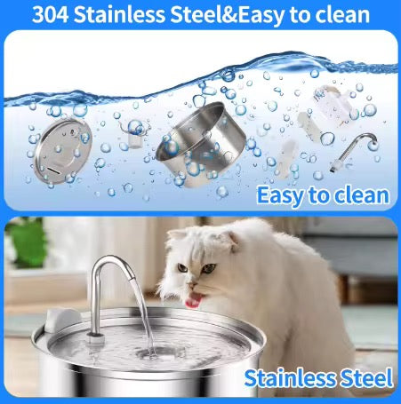 3.2 L Stainless Steel Pet Water Fountain – Quiet, Hygienic & Auto-Filtering