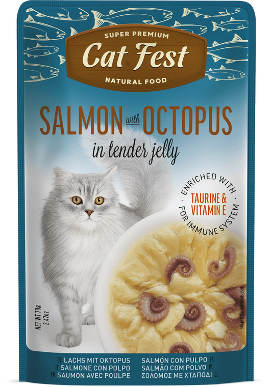 Cat Fest Salmon & Octopus Cat Food Pouch in Tender Jelly | Petcore Kenya