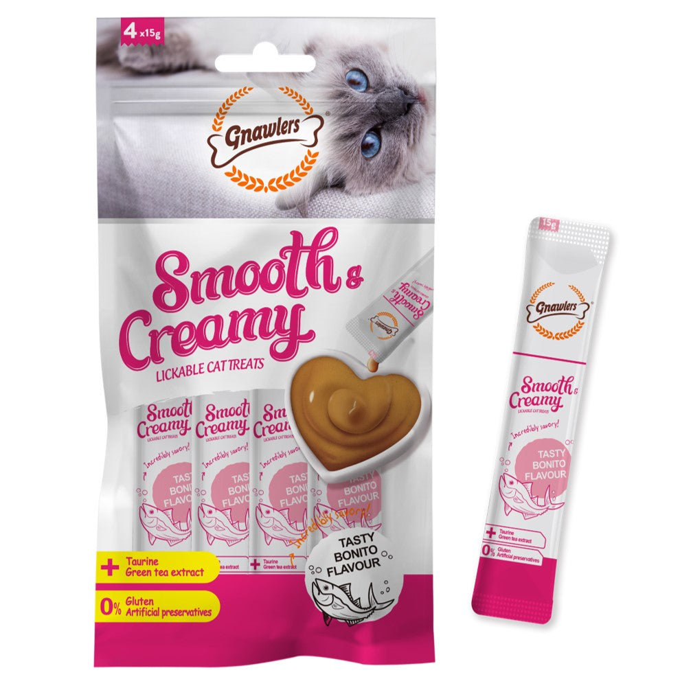 Gnawlers Smooth & Creamy Lickable Cat Treats - Bonito Flavour
