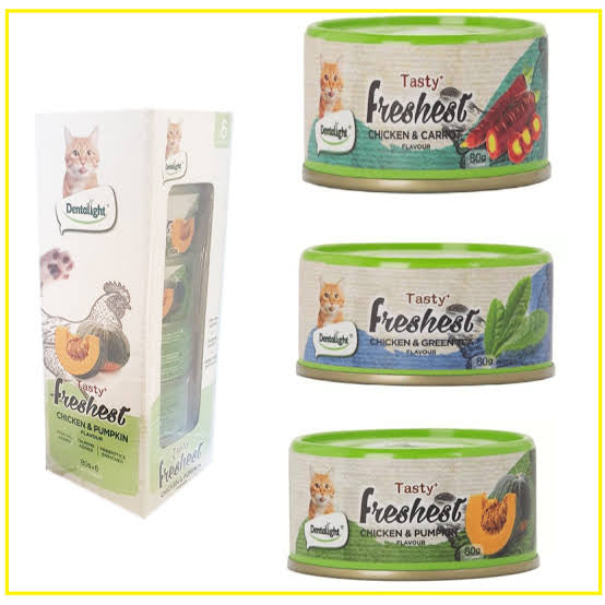 Dentalight Chicken & Pumpkin Cat Treat Cans – Tasty + Freshest Complementary Cat Snacks (80g)