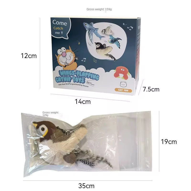 Interactive Electronic Cat Toy Bird with Catnip – USB Rechargeable Shaking Bird Toy for Cats