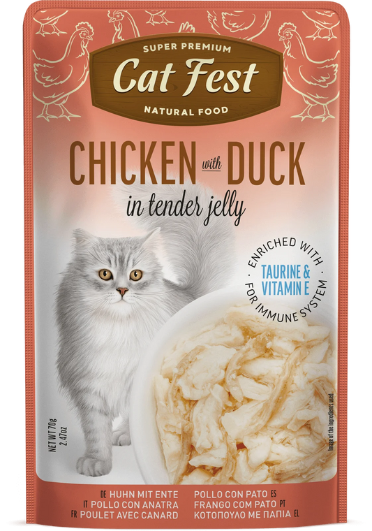 Cat Fest Chicken & Duck Cat Food Pouch – Tender Jelly