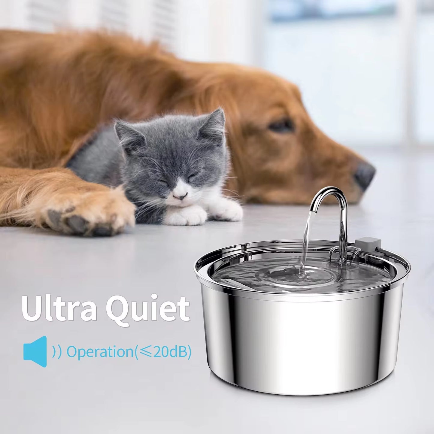 3.2 L Stainless Steel Pet Water Fountain – Quiet, Hygienic & Auto-Filtering