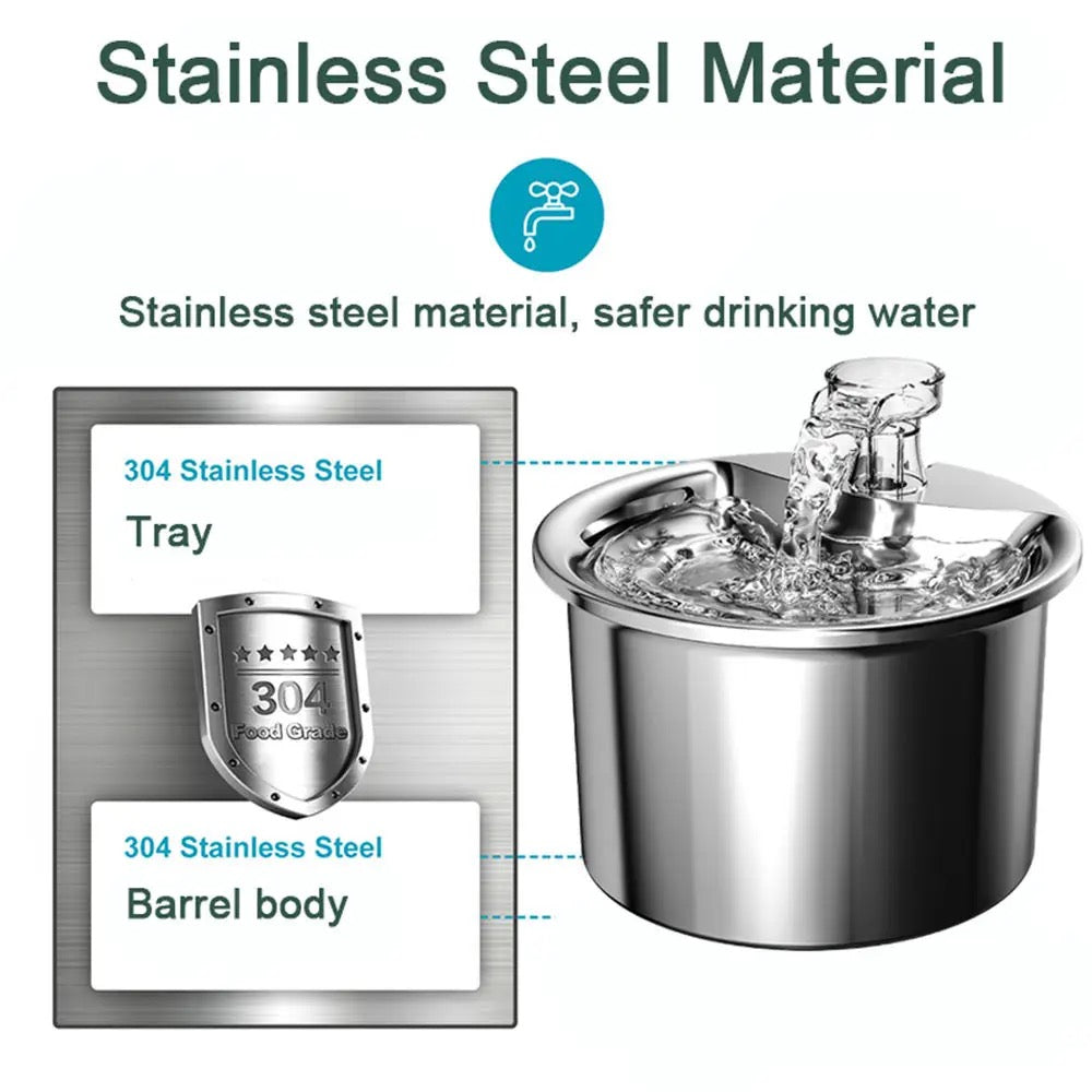 Stainless Steel Pet Water Fountain – Healthy Hydration for Cats & Small Dogs