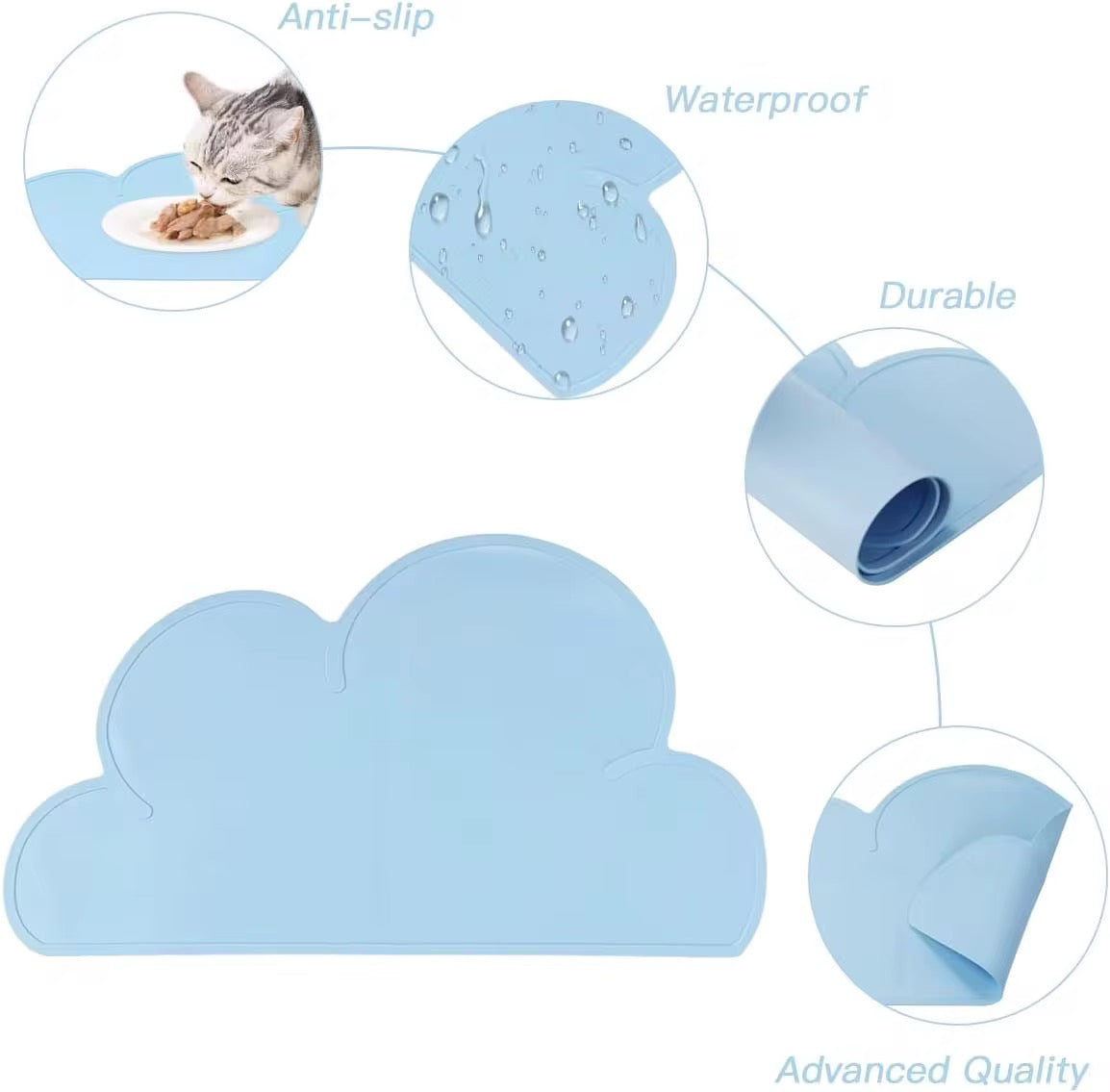 Cloud-Shaped Silicone Pet Food Mat – Anti-Slip & Waterproof