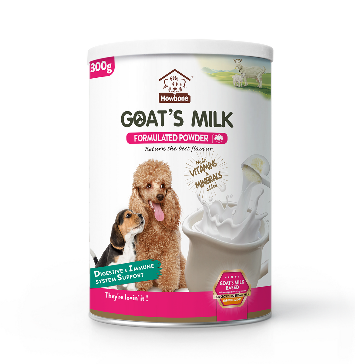 HOWBONE Goat’s Milk Powder for Dogs & Puppies – 300g Nutritional Supplement