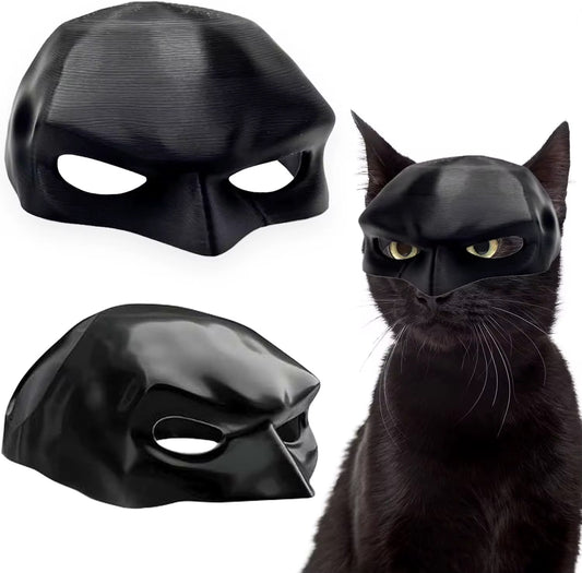 Cat Bat Man Mask – Halloween Superhero Half-Face Pet Costume