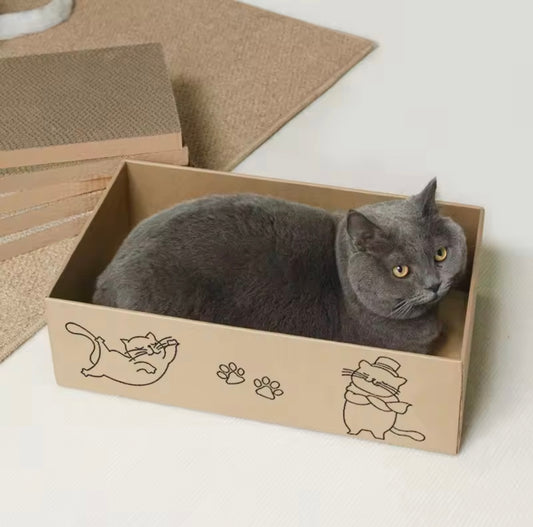 6 in 1, Cat Scratcher Cardboard box with 5 scratcher Boards