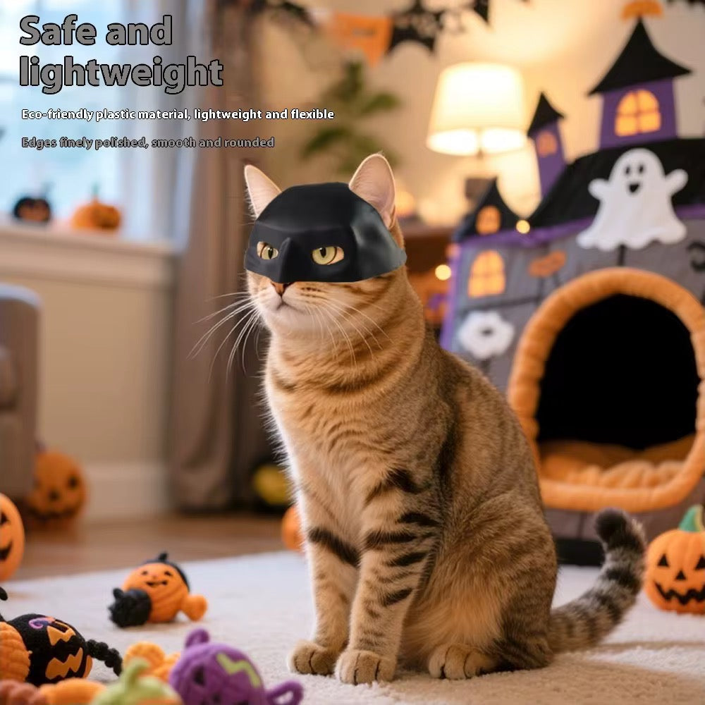 Cat Bat Man Mask – Halloween Superhero Half-Face Pet Costume