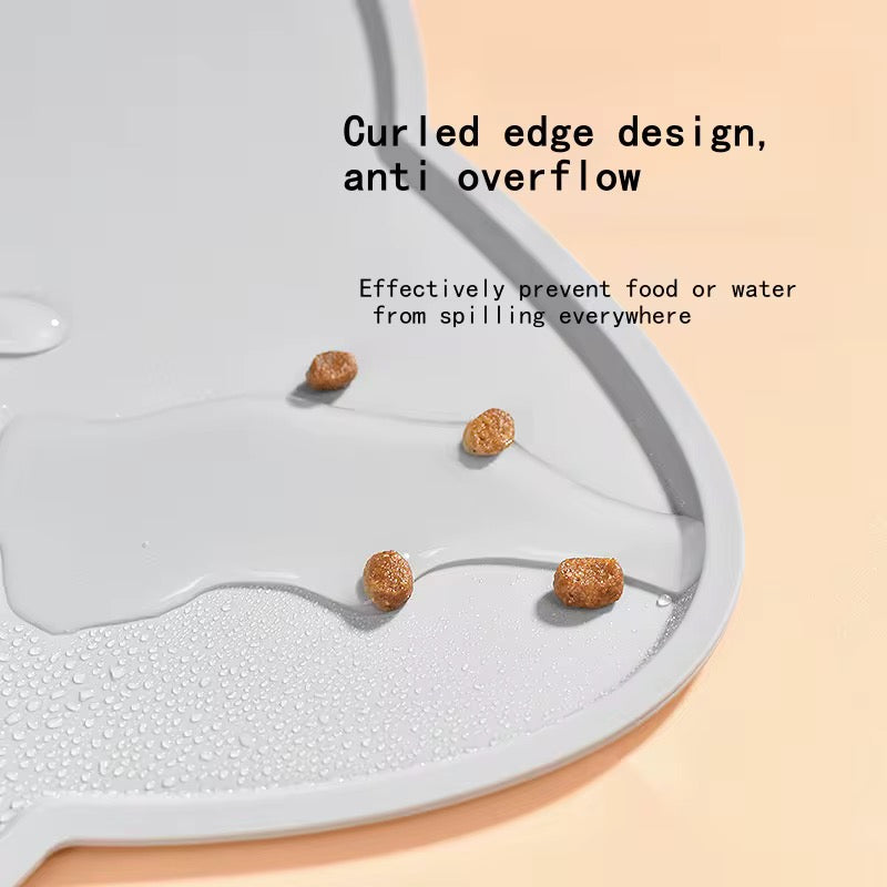 Cat-Shaped Waterproof Silicone Pet Food Mat – Cute & Mess-Free