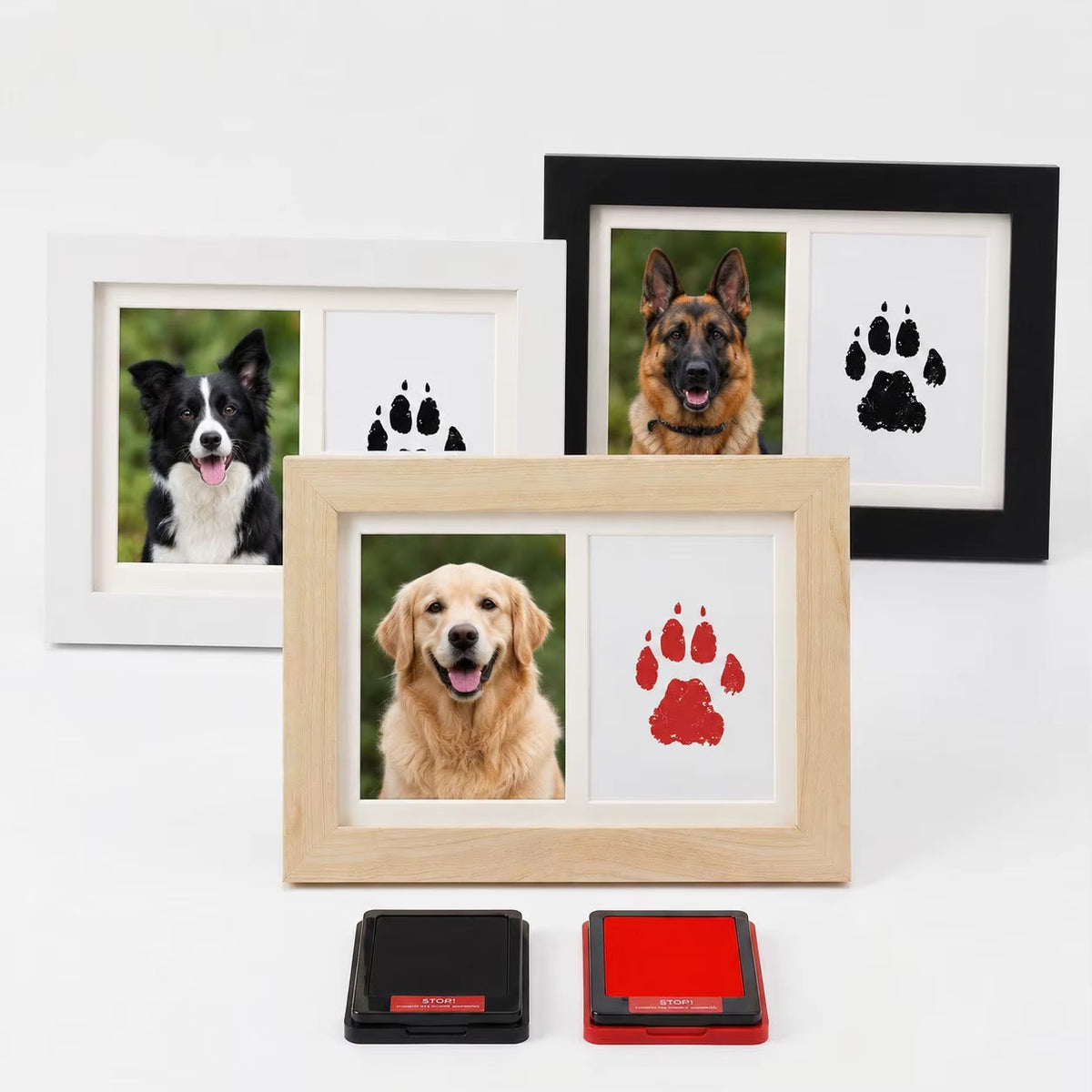 Pet Photo Frame with Paw Print Stamp – Dog & Cat Keepsake Gift