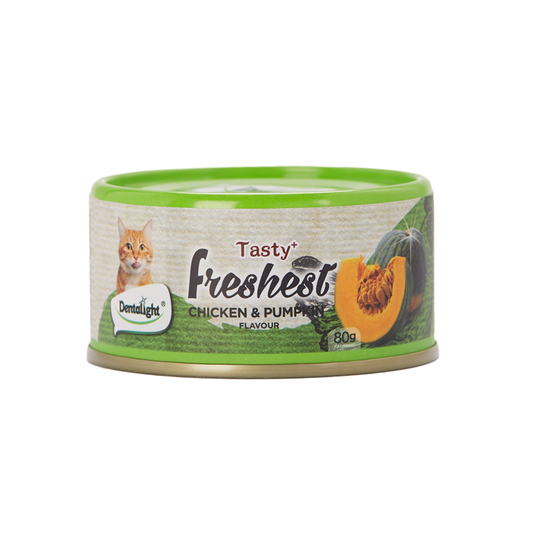 Dentalight Chicken & Pumpkin Cat Treat Cans – Tasty + Freshest Complementary Cat Snacks (80g)