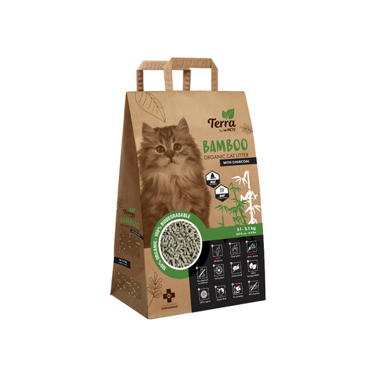 M-PETS Terra Bamboo Cat Litter with Charcoal – Natural Clumping, Odor Control & Low Dust