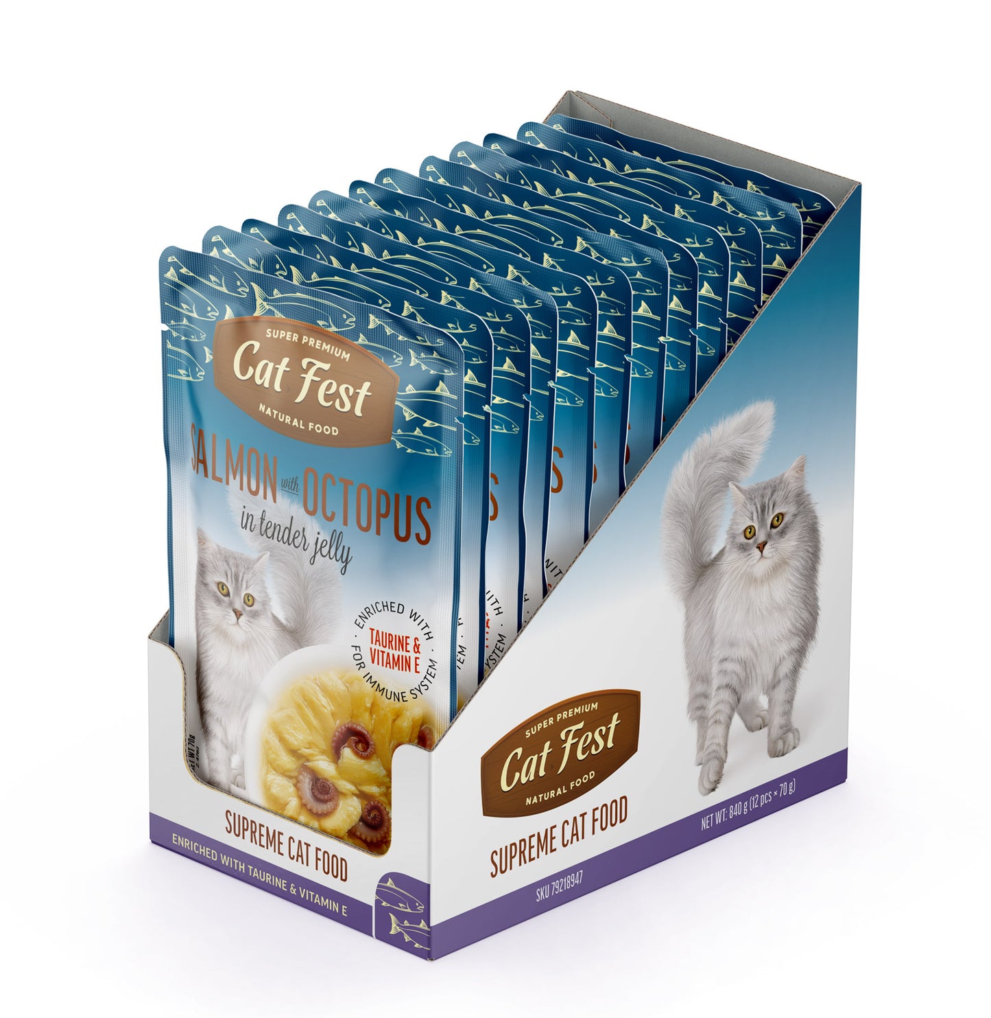 Cat Fest Salmon & Octopus Cat Food Pouch in Tender Jelly | Petcore Kenya