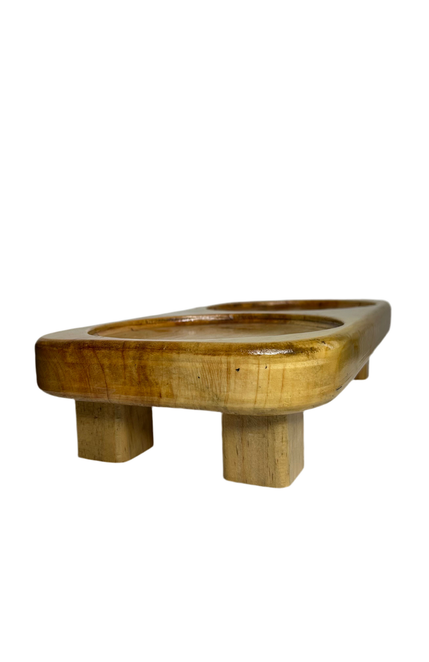 Double Elevated Wooden Cat Bowl Stand for Two Cats – Raised Feeding Station for Multi-Cat Homes