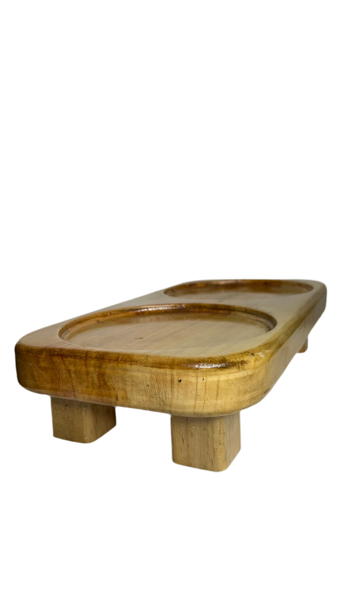 Double Elevated Wooden Cat Bowl Stand + 2 Stainless Steel Cat Bowls – Complete Feeding Set for Two Cats