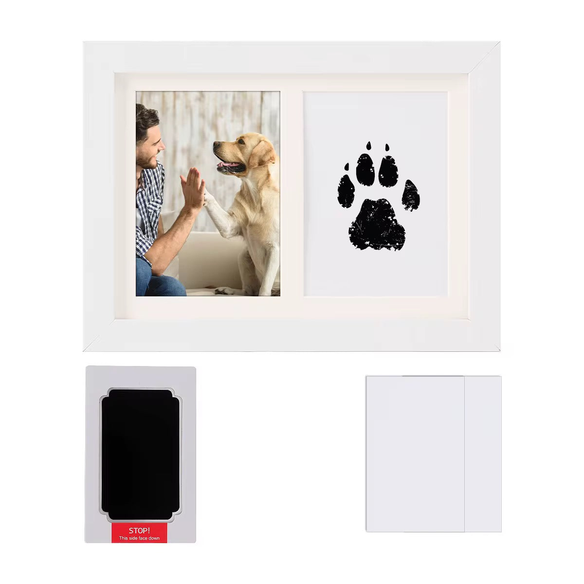 Pet Photo Frame with Paw Print Stamp – Dog & Cat Keepsake Gift