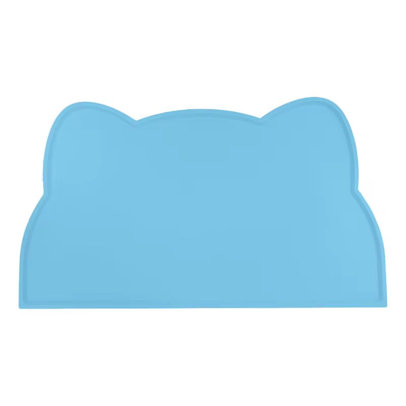 Cat-Shaped Waterproof Silicone Pet Feeding Mat – Non-Slip Food & Water Bowl Mat for Cats & Dogs