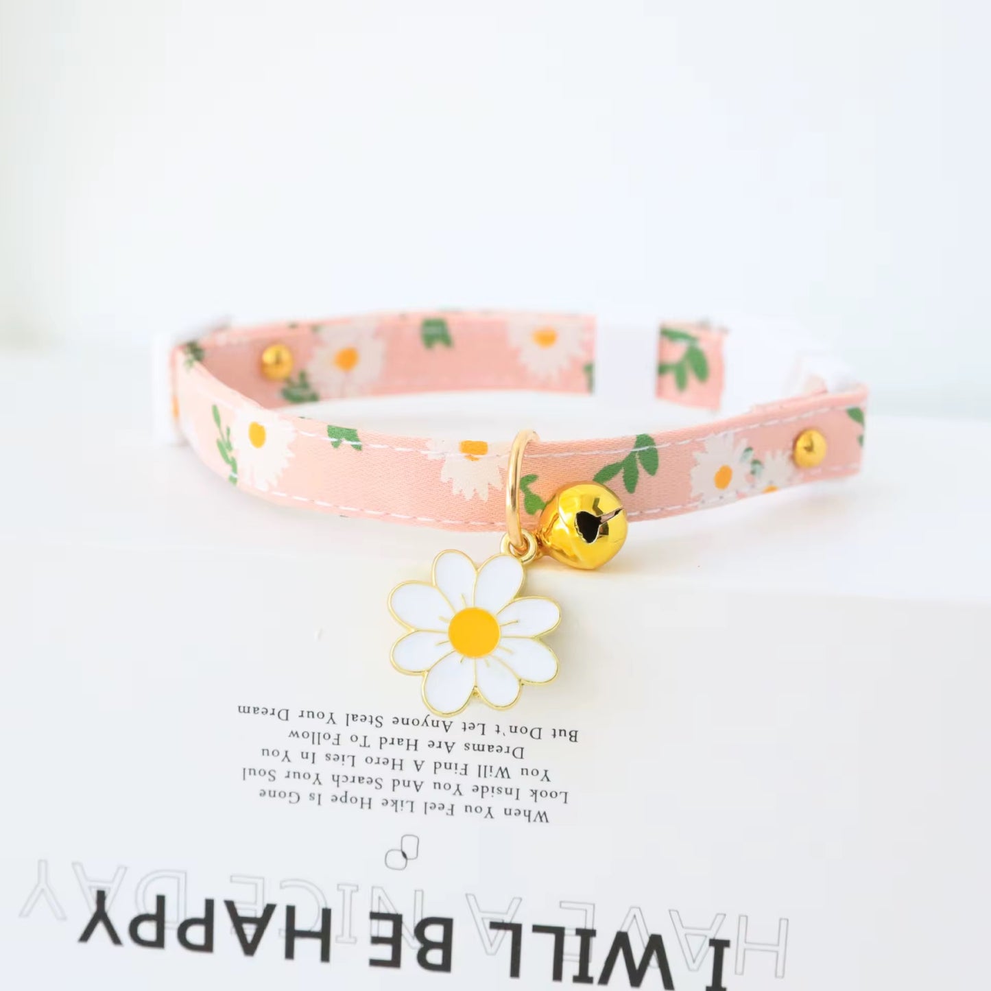 Floral Adjustable Break-Away Cat Collar with Pendant & Bell