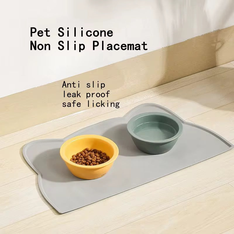 Cat-Shaped Waterproof Silicone Pet Food Mat – Cute & Mess-Free