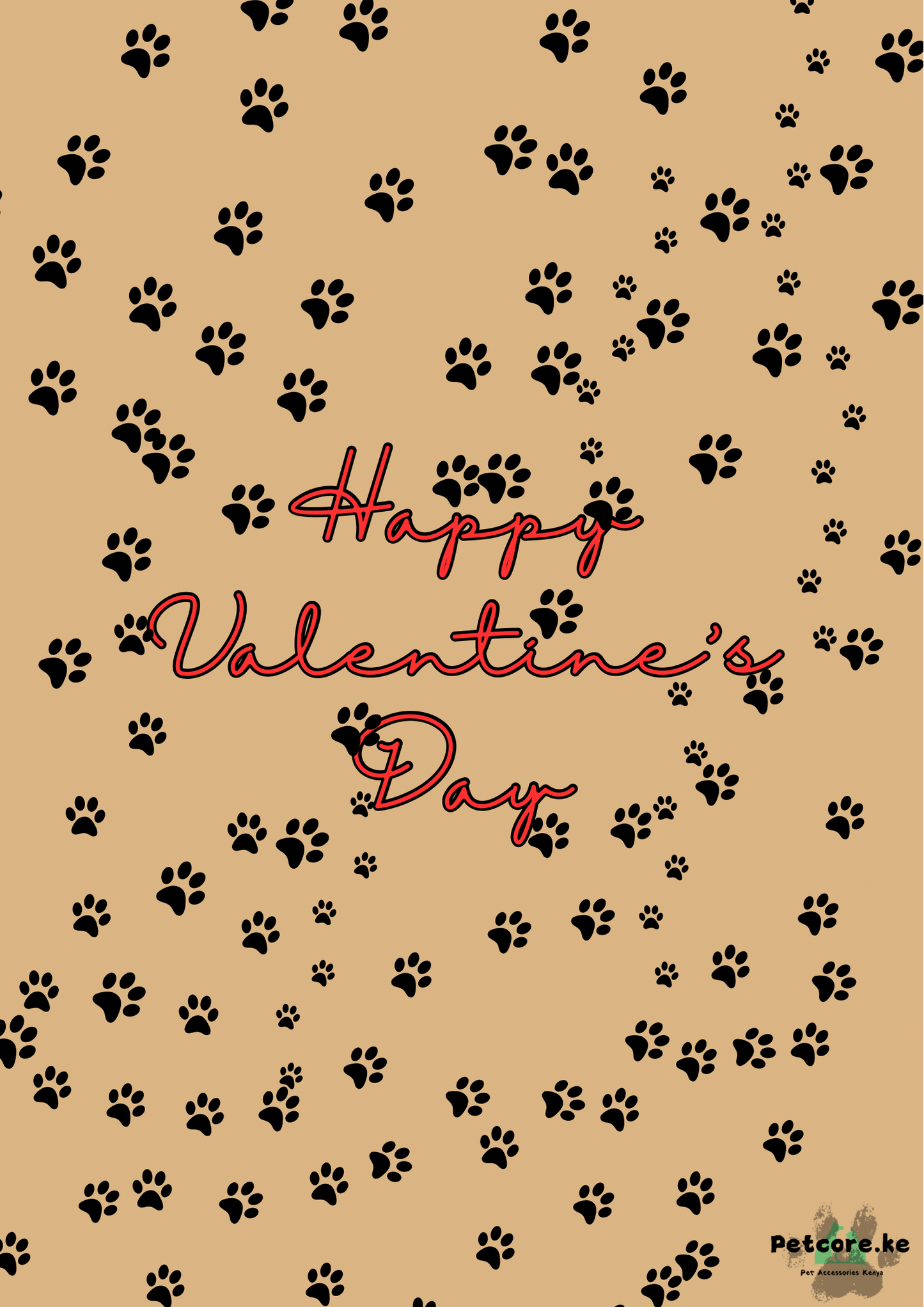 Happy Valentine’s Day Card (with Paws) – Cute Pet Lover Greeting Card in Kenya