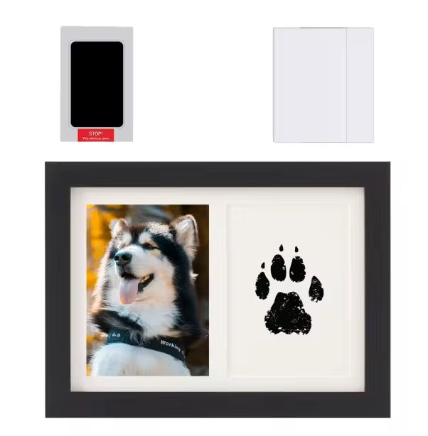 Pet Photo Frame with Paw Print Stamp – Dog & Cat Keepsake Gift