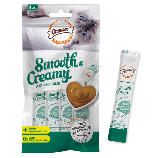 Gnawlers Smooth & Creamy Lickable Cat Treats - Chicken & Liver Flavour