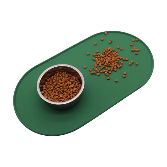 Waterproof Obround Silicone Pet Food Mat | Anti-Slip, Easy-Clean