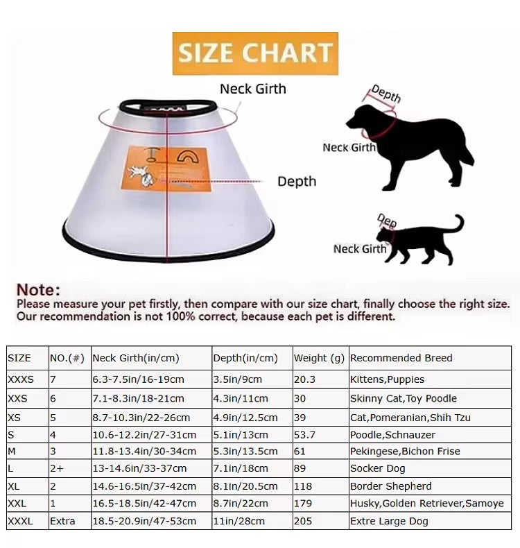 Pet Elizabeth Cone for Dogs  – Protective Recovery Collar (E-Collar) to Prevent Licking & Biting