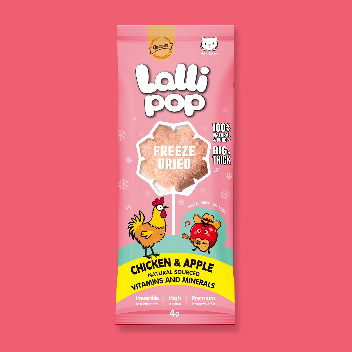 Gnawlers Freeze-Dried Chicken & Apple Lollipop Cat Treats – High-Protein Interactive Cat Snack in Kenya