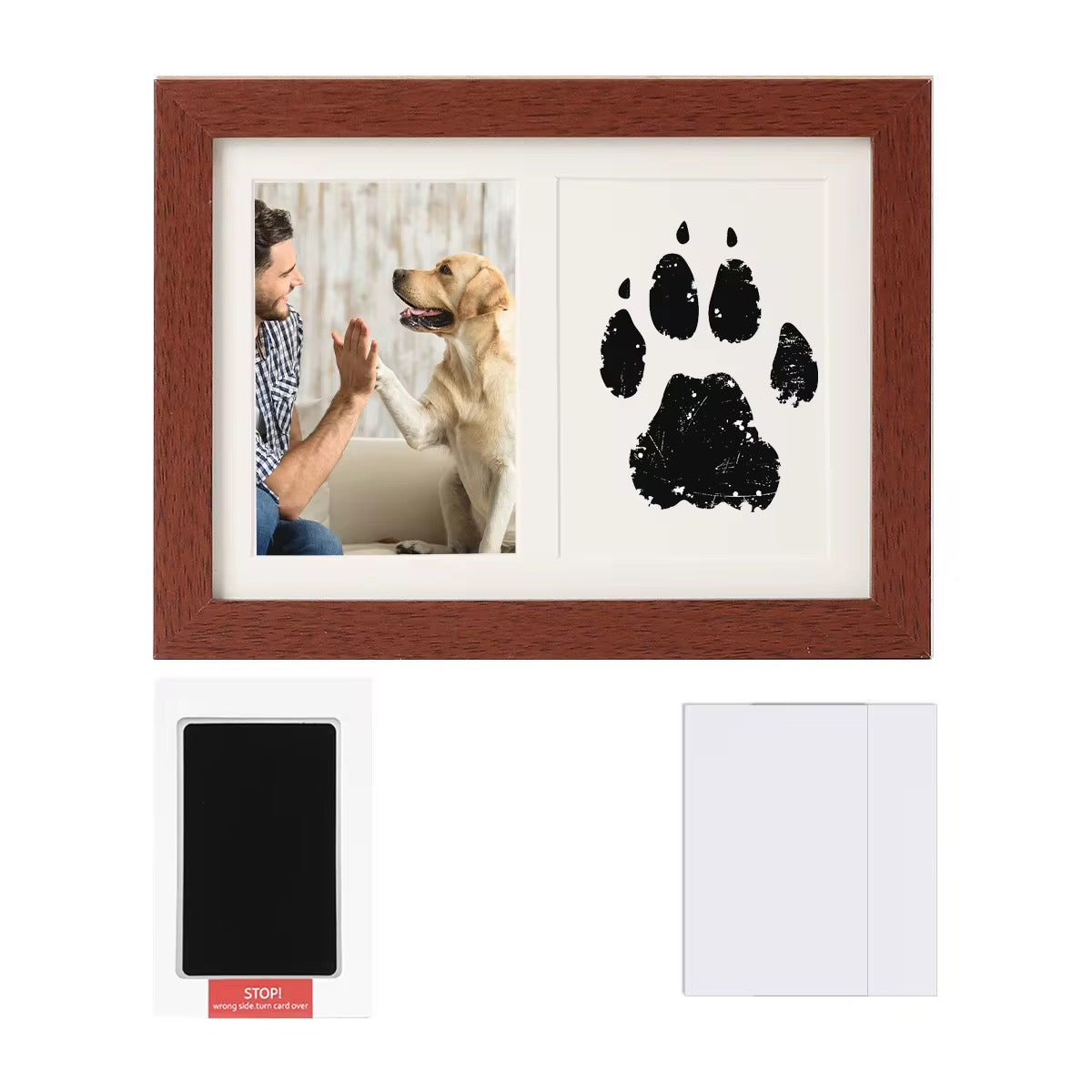 Pet Photo Frame with Paw Print Stamp – Dog & Cat Keepsake Gift