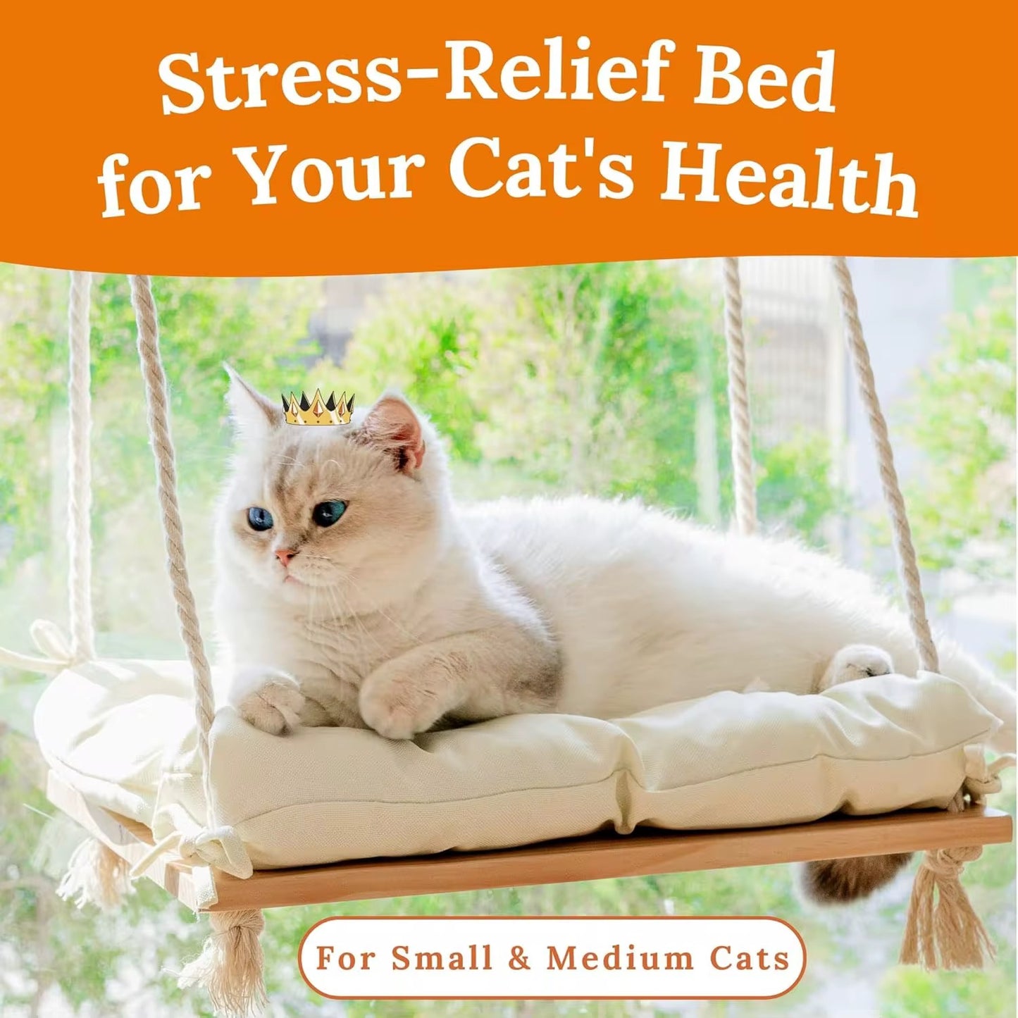 Solid Wood Cat Window Hammock – Sturdy Sunbathing Window Perch for Cats in Kenya