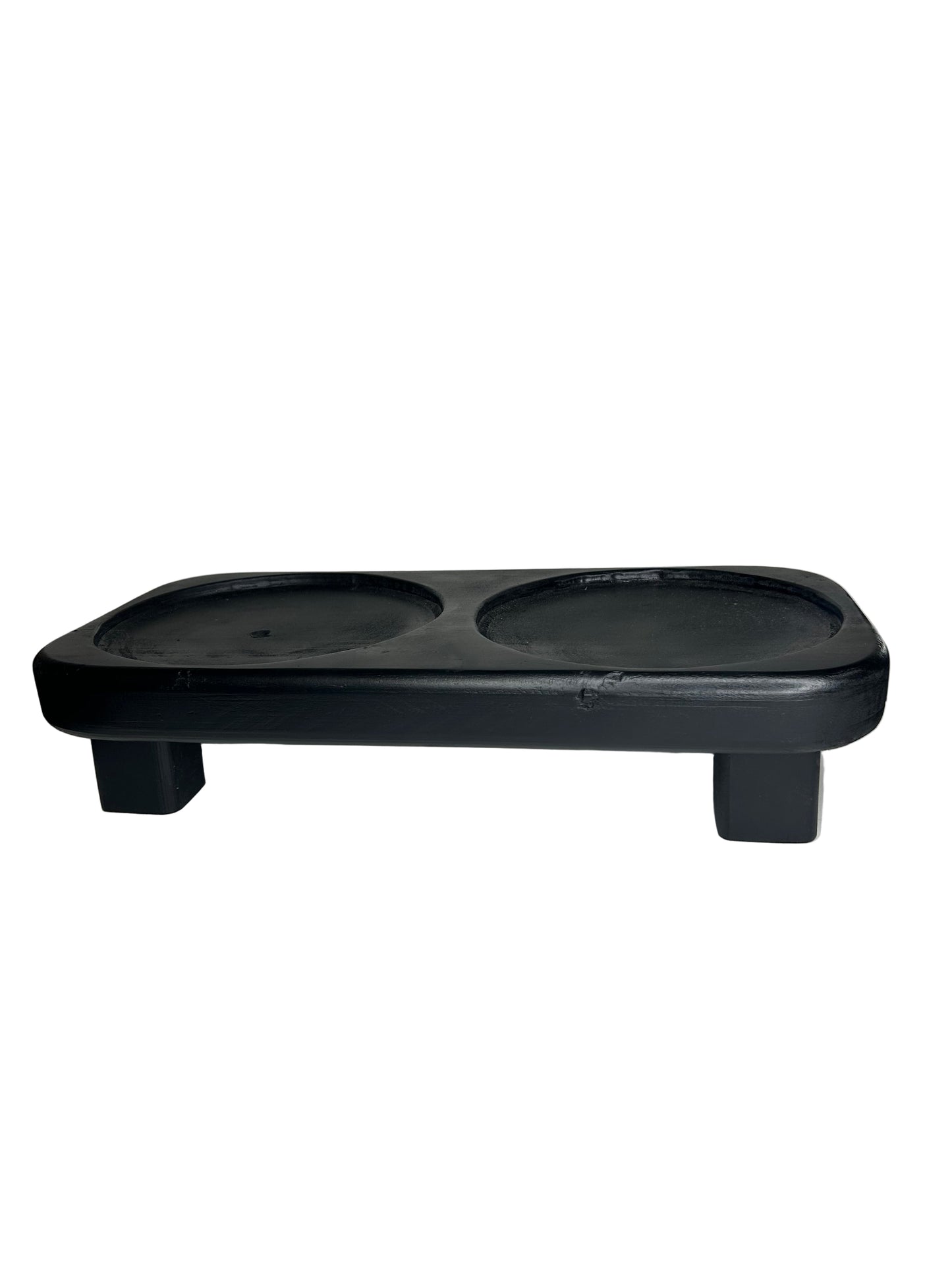 Double Elevated Wooden Cat Bowl Stand for Two Cats – Raised Feeding Station for Multi-Cat Homes