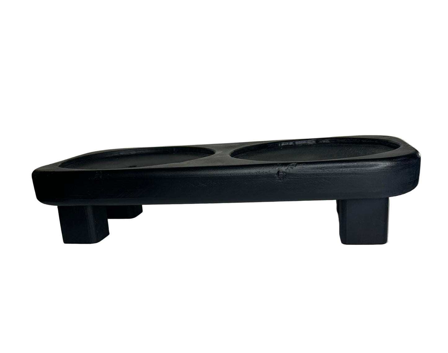 Double Elevated Wooden Cat Bowl Stand for Two Cats – Raised Feeding Station for Multi-Cat Homes