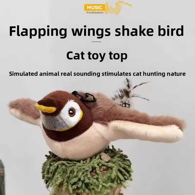 Interactive Electronic Cat Toy Bird with Catnip – USB Rechargeable Shaking Bird Toy for Cats