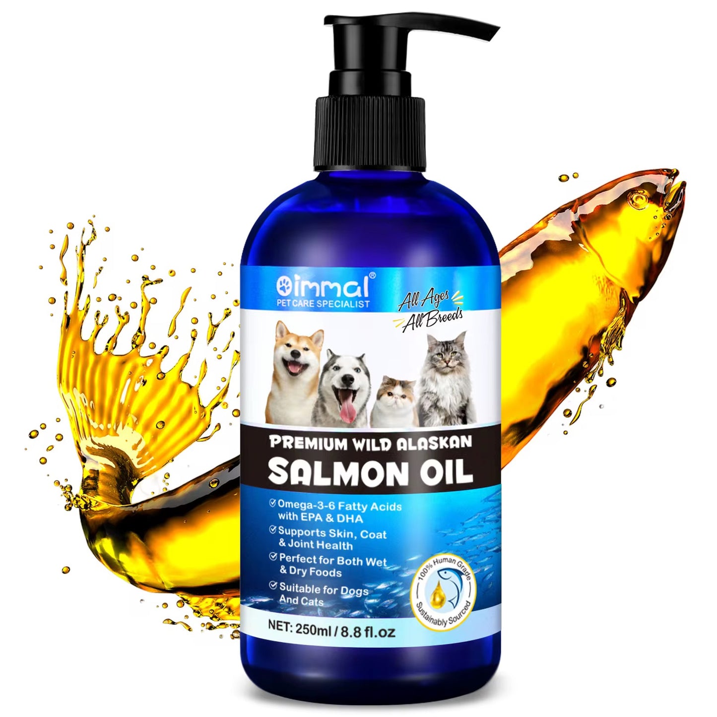 Salmon Oil for Dogs & Cats – Premium Omega-3 Supplement