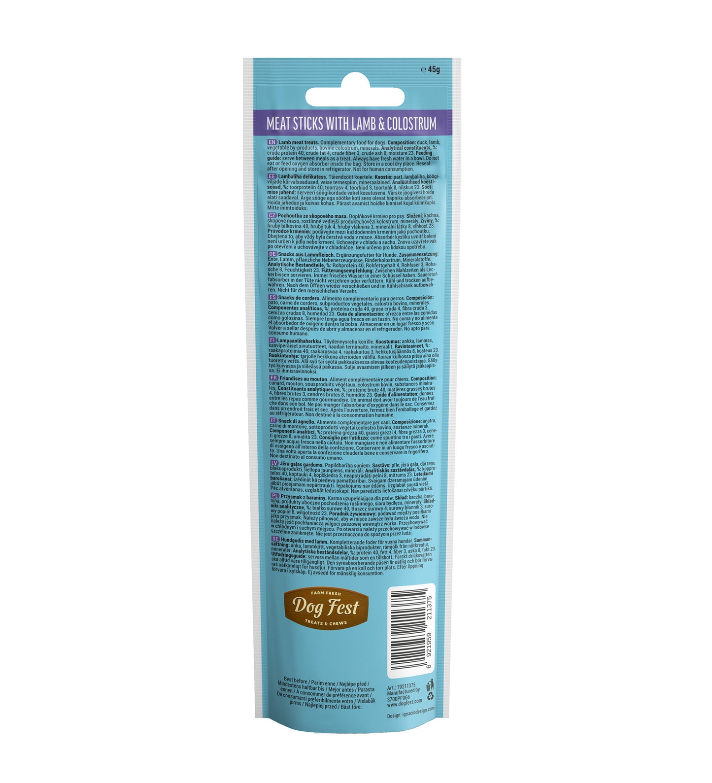 Dog Fest Puppy Meat Sticks with Lamb and Colostrum
