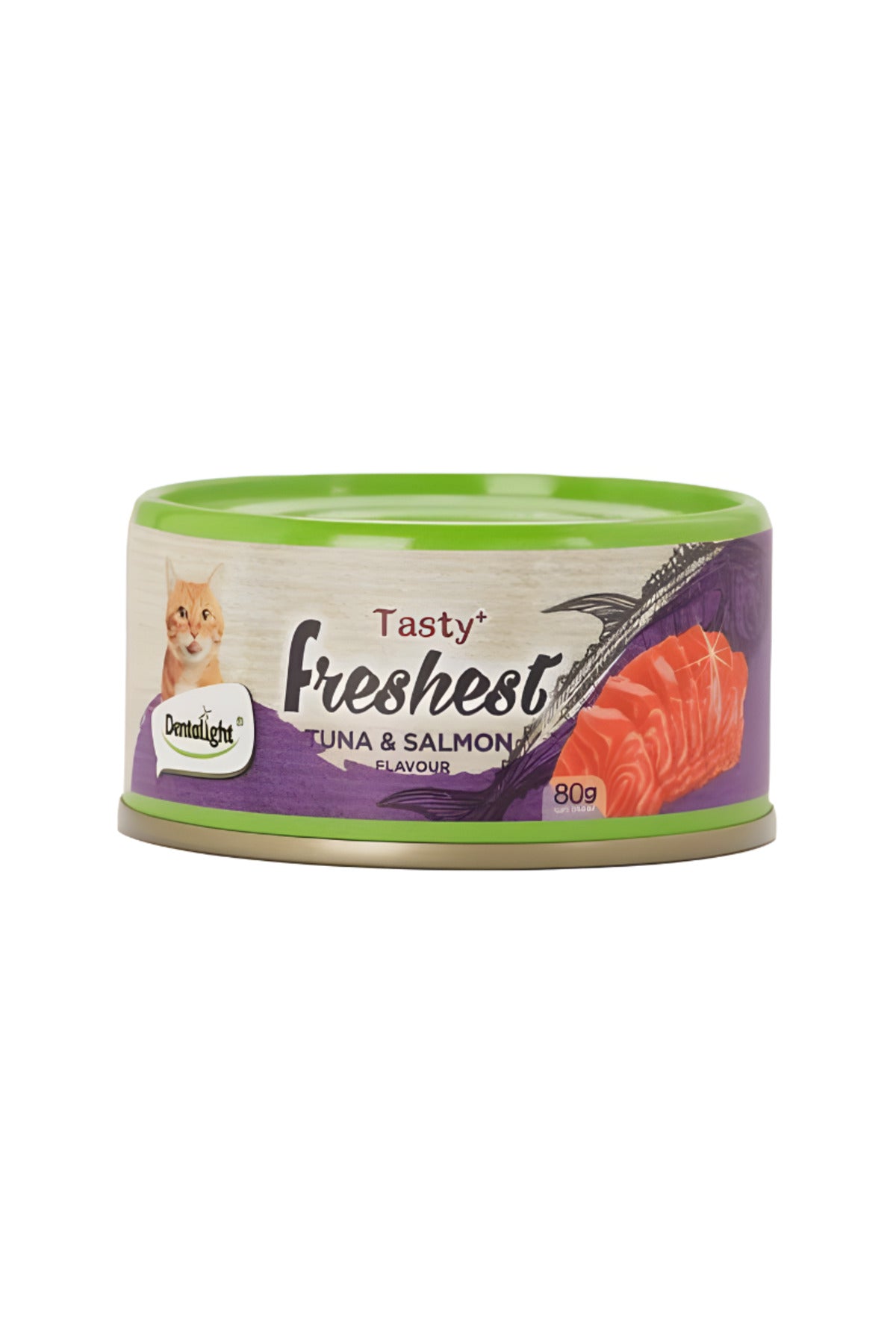 Dentalight Tuna & Salmon Cat Treat Cans – Tasty + Freshest Complementary Cat Snacks (80g)