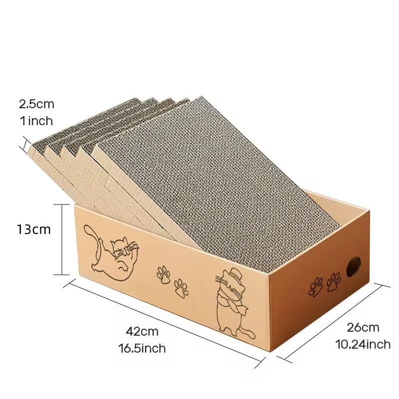 6 in 1, Cat Scratcher Cardboard box with 5 scratcher Boards