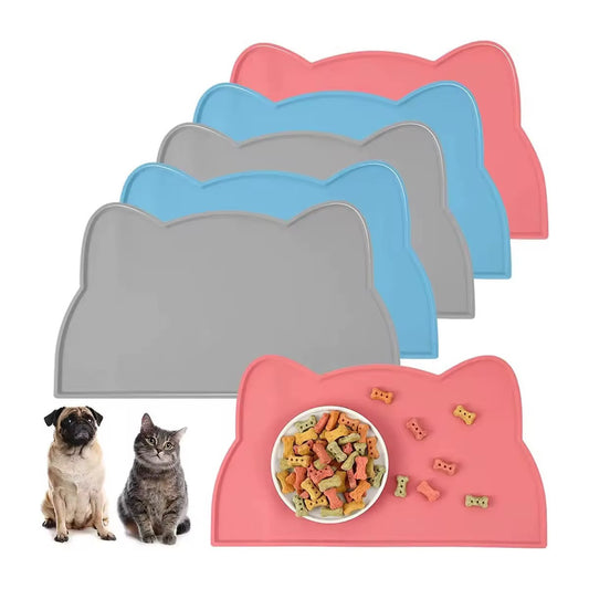 Cat-Shaped Waterproof Silicone Pet Food Mat – Cute & Mess-Free