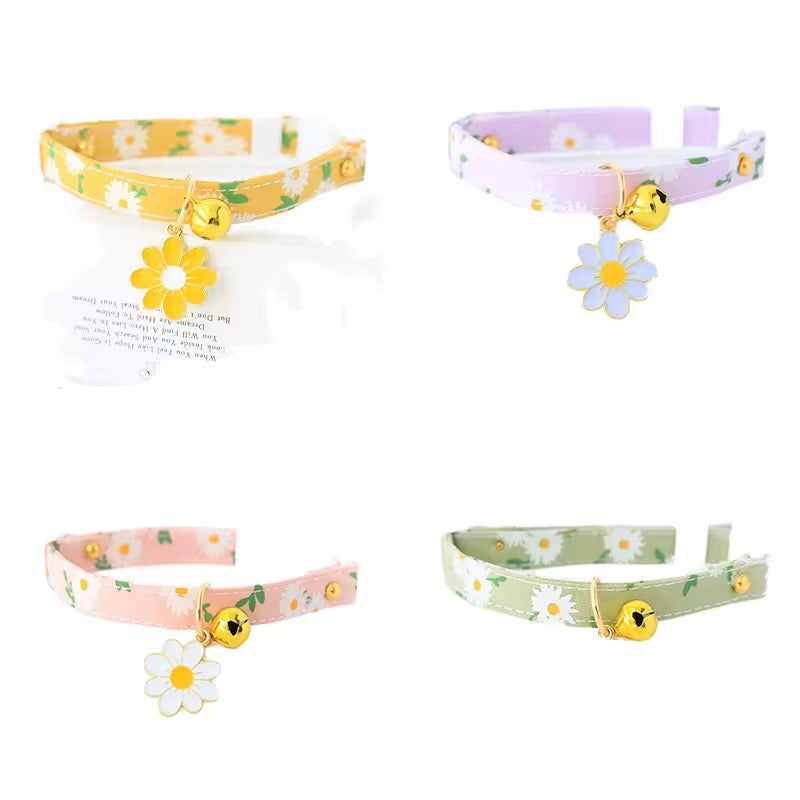 Floral Adjustable Break-Away Cat Collar with Pendant & Bell