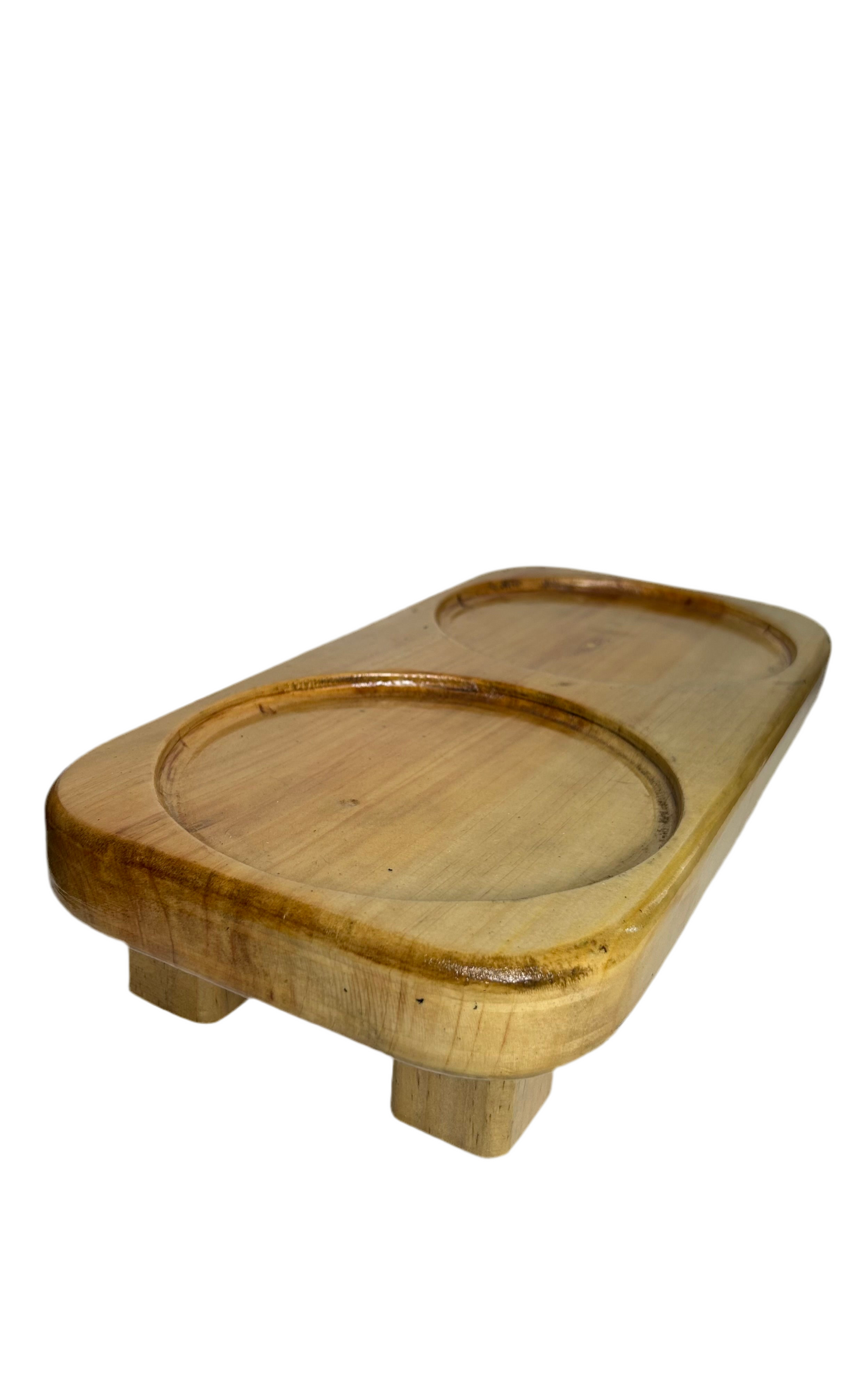 Double Elevated Wooden Cat Bowl Stand for Two Cats – Raised Feeding Station for Multi-Cat Homes