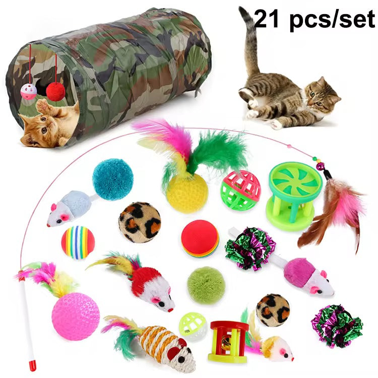 Cat Toy Set & Cat Toys Storage Basket Bundle